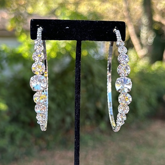 New without Tags Statement Large Hoop CZ Earrings - Picture 5 of 5